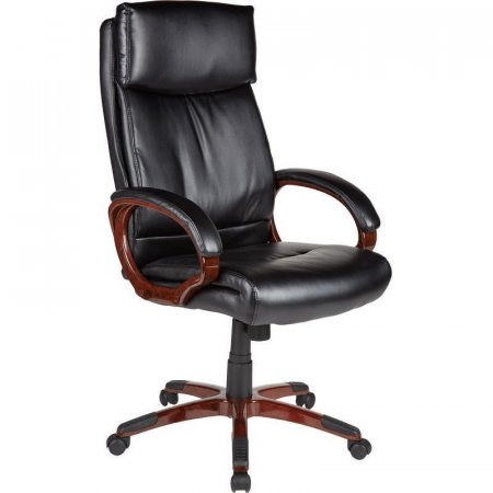 Кресло для руководителя Easy Chair 628 TR черное (рециклированная кожа с компаньном, пластик)