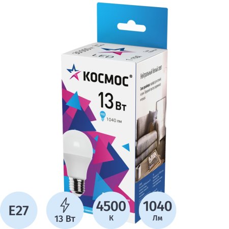 Лампа светодиодная Космос груша 13Вт E27 4500K 1040Лм 220В