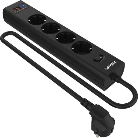 Сетевой фильтр Philips CHP4346BA/51 на 4 розетки 2 метра + 2 USB