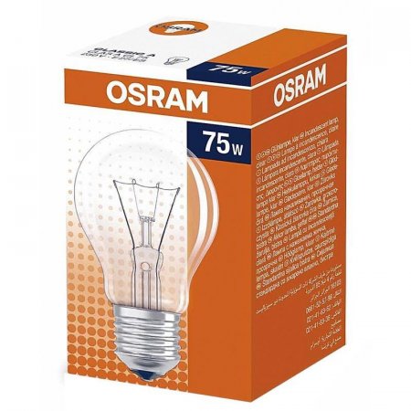 Лампа накаливания Osram 75 Вт Е27 грушевидная прозрачная 2700 К теплый белый свет