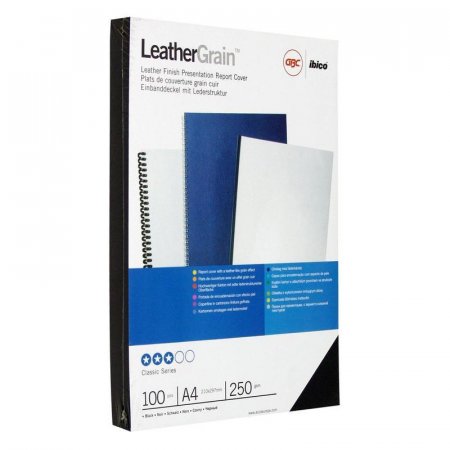 Обложки для переплета картонные GBC А4 кожа черные Обложки для переплета картонные GBC А4 кожа черные