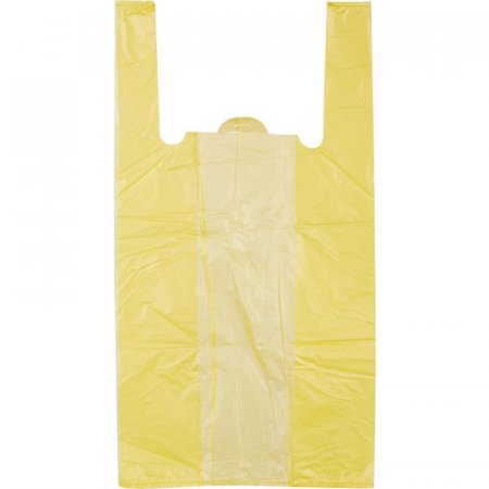 Пакет-майка Знак Качества ПНД желтый 18 мкм (30+14x57 см, 100 штук в упаковке)