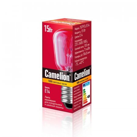 Лампа накаливания для холодильников и швейных машин Camelion 15 Вт Е14 цилиндрическая 2700 К теплый белый свет