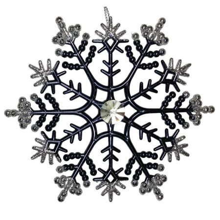 Новогоднее украшение Снежинка Шарм Классика дерево разноцветное (высота  12 см)