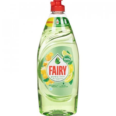 Средство для мытья посуды Fairy  Pure&Clean Бергамот и имбирь 650 мл