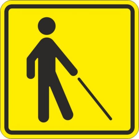 Знак безопасности Знак Уступите дорогу человеку с белой тростью ТП18 (150х150 мм, пластик, тактильный)