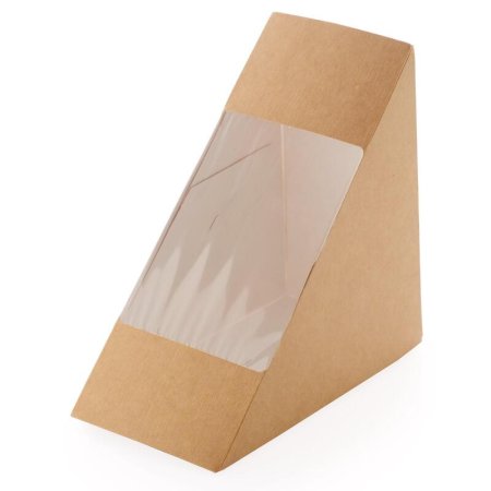 Контейнер бумажный OSQ Sandwich 70 126х126х71 мм, крафт с окном 600штук  в упаковке