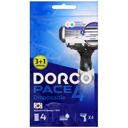 Бритва одноразовая Dorco PACE4 (4 штуки в упаковке)