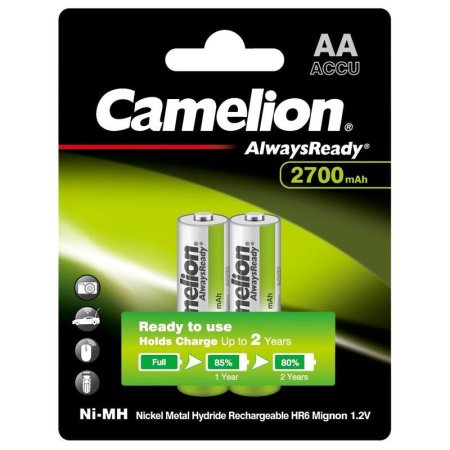 Аккумулятор AA 2700 мАч Camelion Always Ready 2 штуки в упаковке Ni-Mh  (15036)