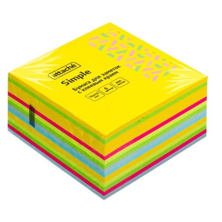 Стикеры 76х76 мм Attache Bright colours Мармелад неоновые 6 цветов (1  блок, 400 листов)