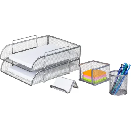 Набор настольный Attache металлическая сетка серебристый (5 предметов)
