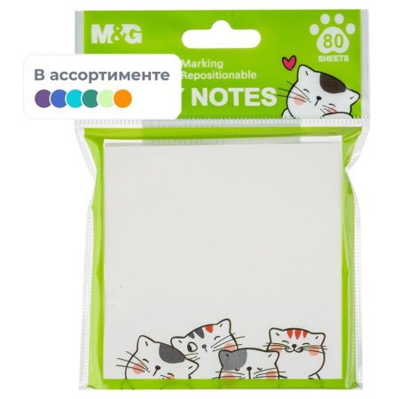 Стикеры M&G So Many Cats 76x76 мм 1 цвет (1 блок на 80 листов)
