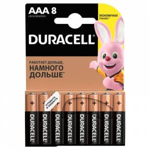 Батарейки Duracell Basic мизинчиковые ААA LR03 (8 штук в упаковке)