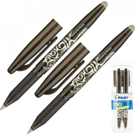 Ручка гелевая со стираемыми чернилами Pilot BL-FR7 Frixion черная (толщина линии 0.35 мм, 2 штуки в упаковке)
