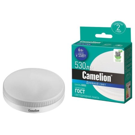 Лампа светодиодная Camelion LED6-GX53/865/GX53 таблетка 6Вт GX53 6500K  530Лм 220В 13617