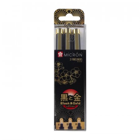 Набор капиллярных ручек Pigma Micron Gold Limited Edition 3 штуки черные