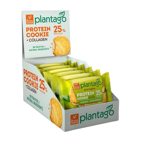 Печенье протеиновое Plantago Protein Cookie Фисташка (9 штук по 40 г)