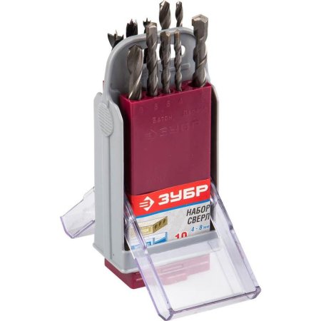 Набор сверл спиральных универсальных Зубр 10 предметов (4-29704-H10-SB)