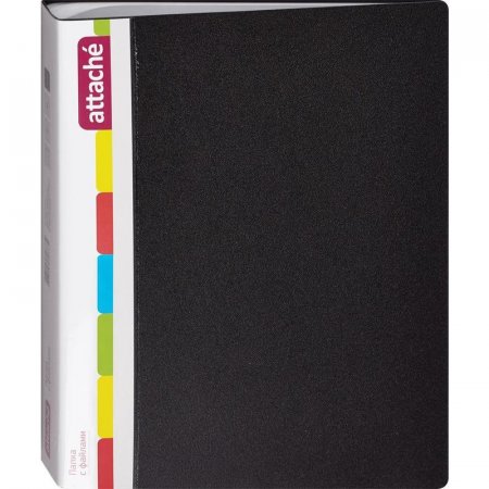 Папка файловая на 60 файлов Attache черная