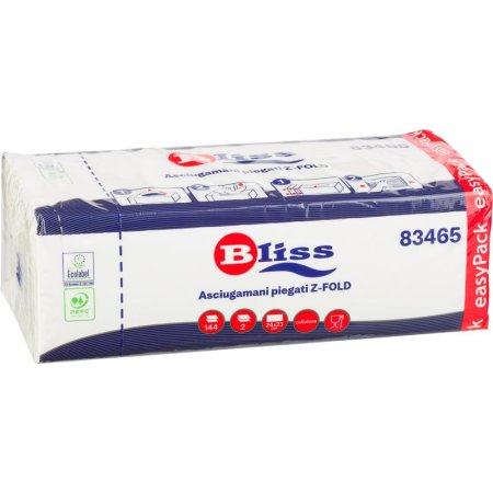 Полотенца бумажные листовые Bliss Z-сложения 2-слойные 144 листа