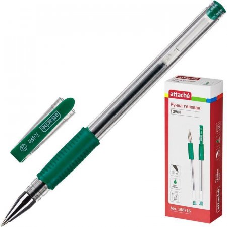 Ручка гелевая Attache Town зеленая (толщина линии 0,5 мм)