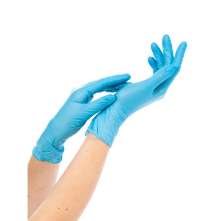 Перчатки медицинские смотровые нитриловые NitriMax нестерильные  неопудренные голубые размер S (200 штук в упаковке)