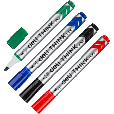 Набор маркеров для белых досок Deli Think 4 цвета (толщина линии 2 мм)  круглый наконечник