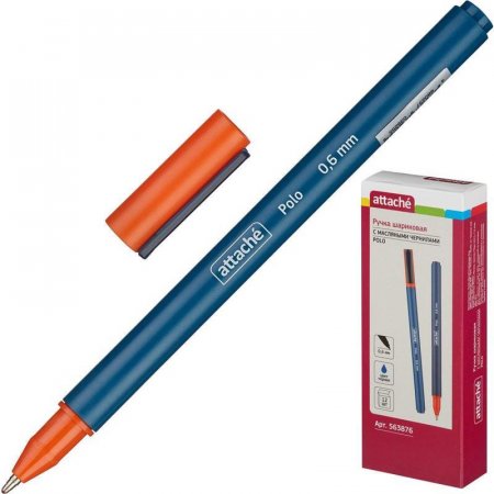 Ручка шариковая Attache Polo синяя (синий корпус, толщина линии 0.6 мм)
