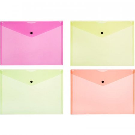 Папка-конверт на кнопке Attache Neon А4 180 мкм (8 штук в упаковке)