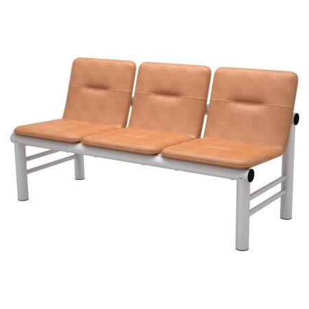 Многоместная секция Троя бежевая/белая (3 места, искусственная  кожа/металл)