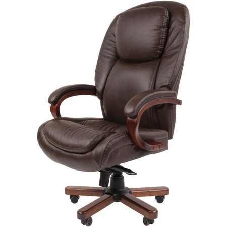 Кресло для руководителя Chairman 408 коричневое (натуральная кожа с  компаньоном, металл)