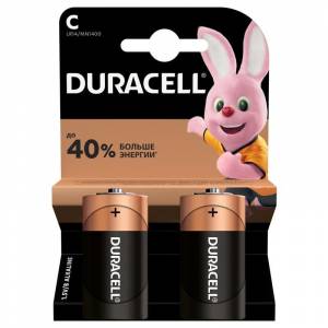 Батарейки Duracell средние C LR14 (2 штуки в упаковке)