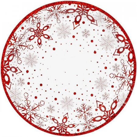 Тарелка одноразовая Веселая Затея Снежные Искры бумажная с рисунком 170  мм (6 штук в упаковке)