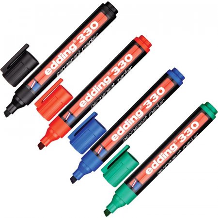 Набор маркеров перманентных Edding E-330/4S (толщина линии 1-5 мм, 4 штуки в упаковке)