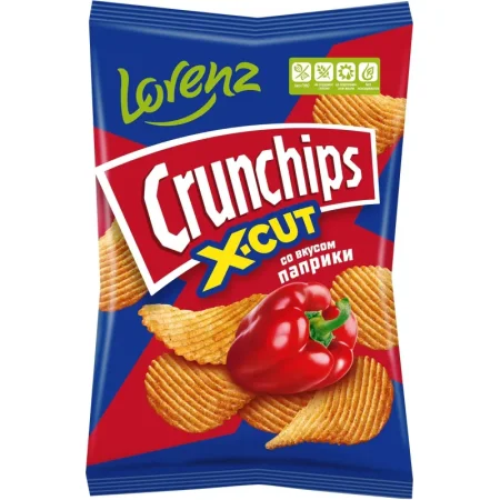 Чипсы Lorenz Crunchips X-Cut со вкусом паприки рифлёные 130 г