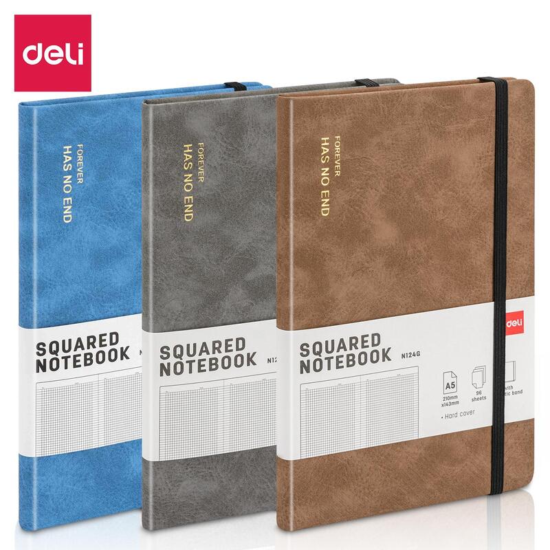 Блокнот Deli А5 96 листов коричневый в клетку на сшивке