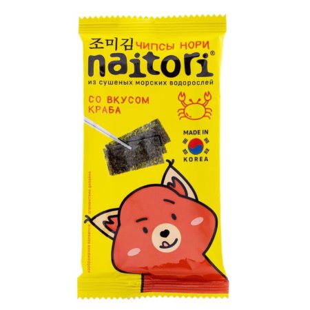 Чипсы-нори Naitori со вкусом краба 3 г 10 штук в упаковке