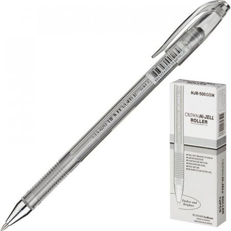 Ручка гелевая серебро металлик CROWN, 0,7мм