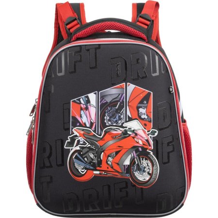 Ранец Комус Класс Basic Urban Moto анатомический черный с двумя  отделениями