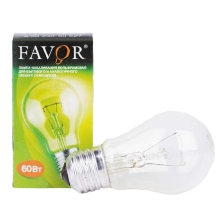 Лампа накаливания Favor 60 Вт E27 шарообразная прозрачная 2700 K теплый  белый свет