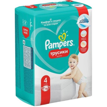 Подгузники-трусики Pampers Pants размер 4 (L) 9-15 кг (16 штук в  упаковке)