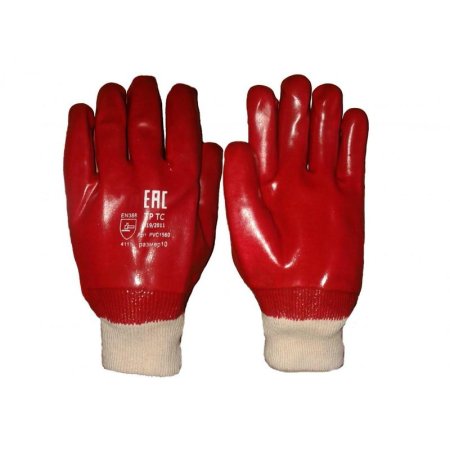 Перчатки рабочие защитные Гранат хлопковые с ПВХ покрытием красные  (размер 10,  XL, 240 пар в упаковке)
