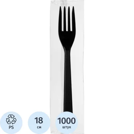 Вилка столовая Комус черная 180 мм (1000 штук в упаковке) Вилка столовая Комус черная 180 мм (1000 штук в упаковке)