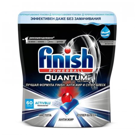 Таблетки для посудомоечных машин Finish Quantum Ultimate (60 штук в  упаковке)
