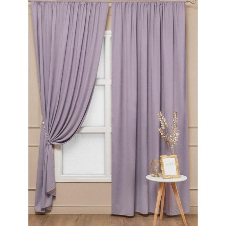 Комплект штор Amore Mio Однотонная замша 3872-050 (2 портьеры 150x270  см) сиреневый