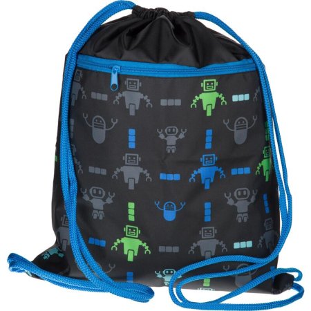 Мешок для сменной обуви №1 School Robot 360x470 мм с 2 отделениями  черный