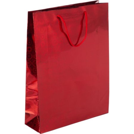 Пакет подарочный голографический красный (34х26х8 см)