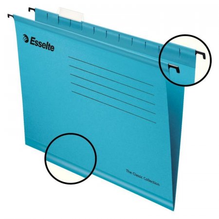 Подвесная папка Esselte Classic А4 до 250 листов синяя (25 штук в упаковке)