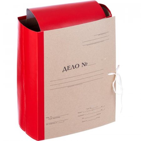 Папка архивная Дело А4 из бумвинила красная 120 мм (складная, 4 х/б завязки, до 1100 листов)