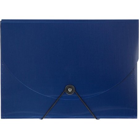 Портфель-картотека пластиковая Комус А4 синяя (303x35x216 мм, 12  отделений)